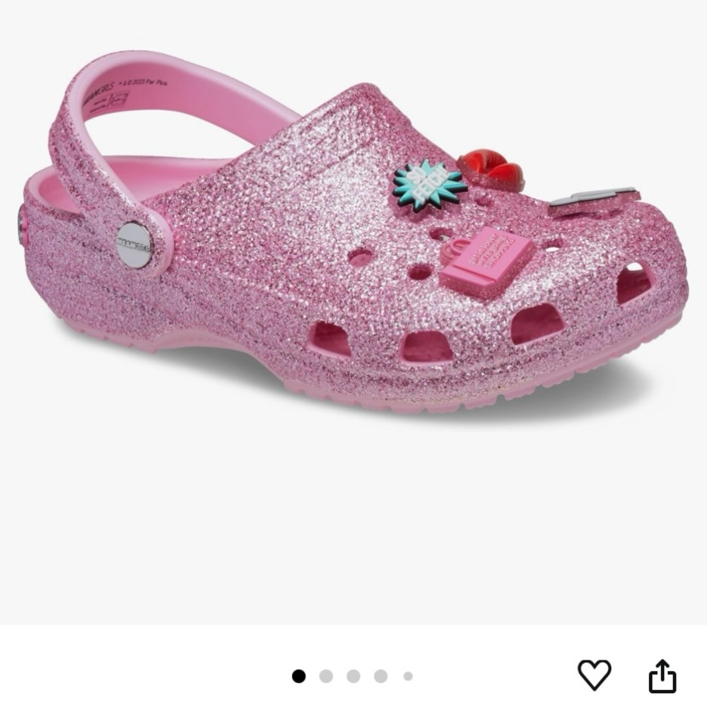 CROCS Pink Sandals with Glittery Finish and Ventilation Holes